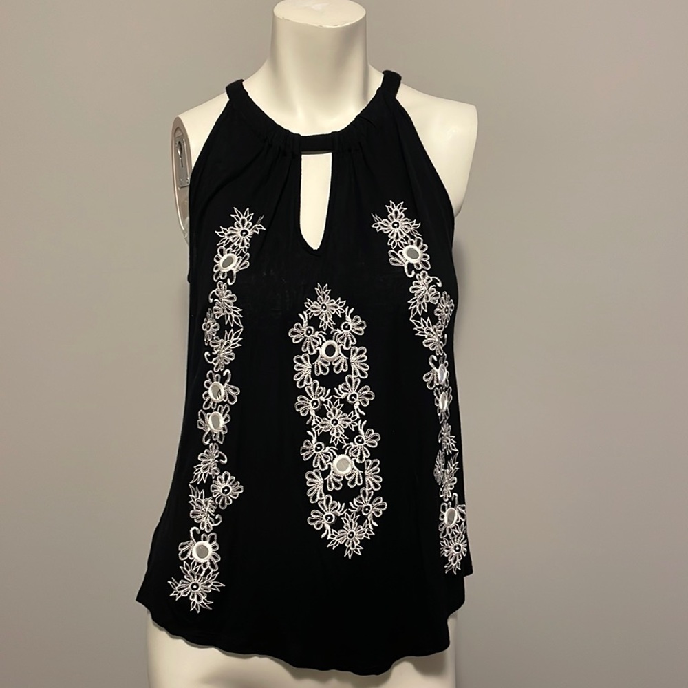 INC top (so pretty!) Black with white Embroidery size Small